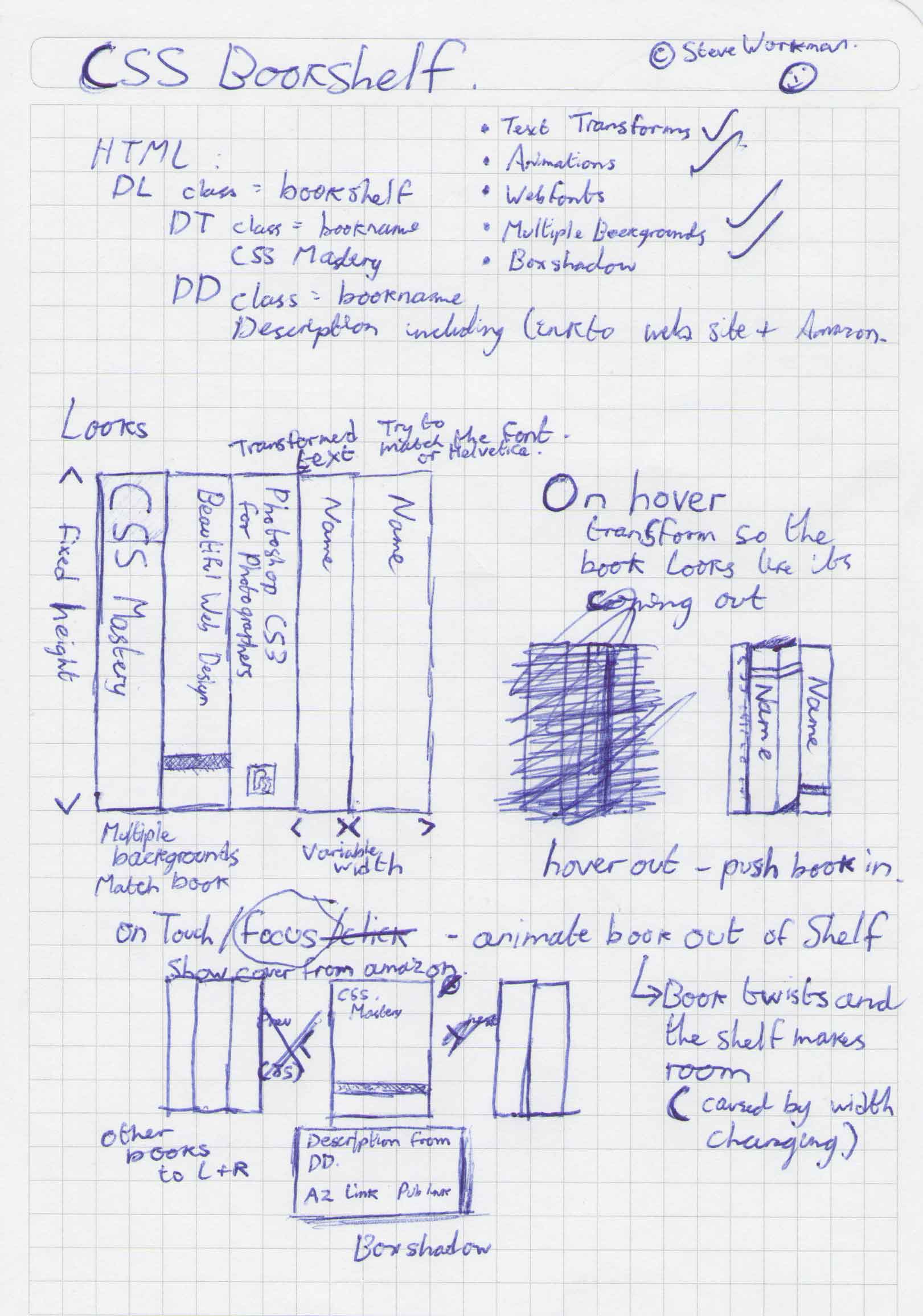 CSS3 bookshelf sketch